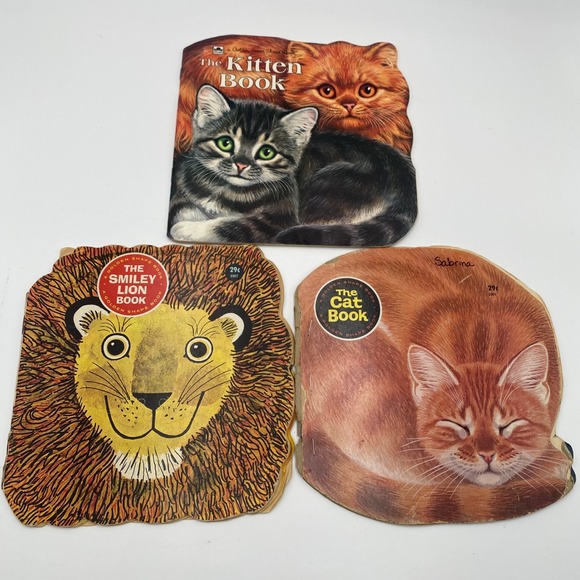 Vintage Golden Shape Books The Kitten Book, Cat Book, Smiley Lion Book - Picture 1 of 7